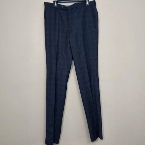 Jack Victor Esprit Contemporary Fit Navy Windowpane Check Wool pants 36 x 34 - Picture 3 of 6